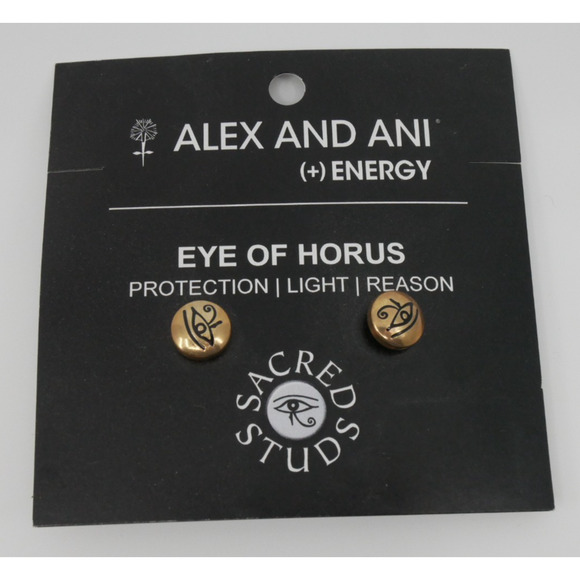 Alex and Ani "Eye of Horus" Silver Tone Stud Post Earrings NWOT - Picture 1 of 3